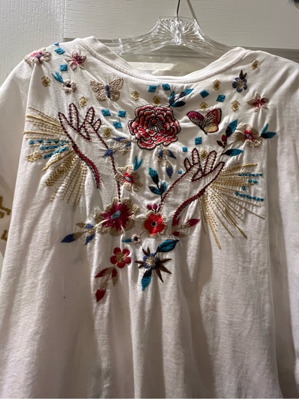 Johnny Was heavily embroidered tee, size large - Picture 2 of 6